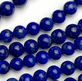 Lapis Lazuli Beads, Round 4mm, 15" Strand # L-520