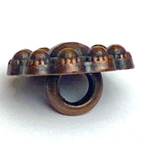 Small Reddish-Brown Copper 1/2" Bead-Look Dark Flower Metal Button Shank Back  #SWC-65