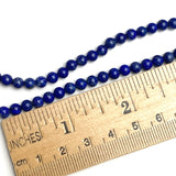 Lapis Lazuli Beads, Round 4mm, 15" Strand # L-520