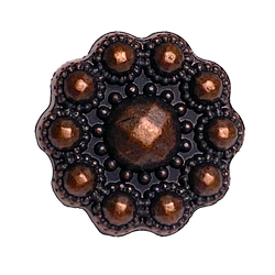 Small Reddish-Brown Copper 1/2" Bead-Look Dark Flower Metal Button Shank Back  #SWC-65