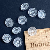 Sunflower Fountain Clear Vintage Glass 9/16" Self-Shank Button, 14mm, Pack of 8 #OT-138