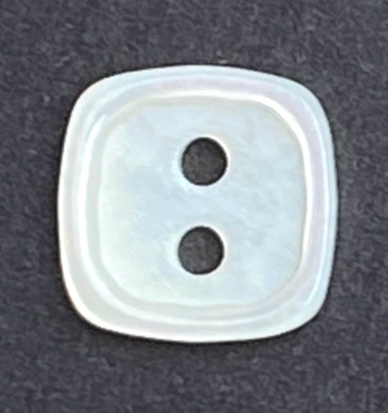 Last Pack, Tiny White 3/8" Square MOP Button, Natural Shell Iridescent 10mm, PACK OF 6 #SK-689
