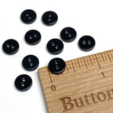 New Markdown, Black Tiny Shiny River Shell 9mm 2-Hole 3/8" Button, PACK OF TEN # SK-2255