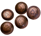 Authentic 1887-1900 Copper Indian Head Penny Button 3/4", Shank Back,  #RV-1
