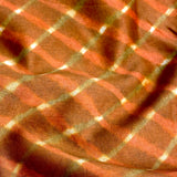 SALE, Copper/Olive Wavy Stripes + Diamonds Silk/Cotton Shibori from India By the Yard  #TK-54