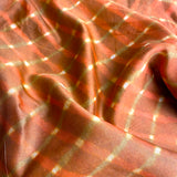 SALE, Copper/Olive Wavy Stripes + Diamonds Silk/Cotton Shibori from India By the Yard  #TK-54