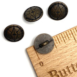 Eight Directions Dark Brass Small 1/2" Shank Back Metal, TWO Buttons $1  #FJ-32