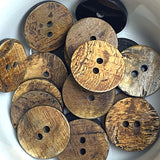 Re-Stocked, Brown Burnt Horn Rustic Wood-Look 1" Two-Hole Button  #SK-0058