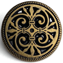 Fleur de Lis Antique Brass 5/8" Shank Back Metal Button 15mm  #FJ-34