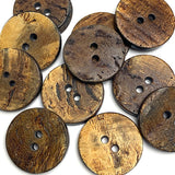 Re-Stocked, Brown Burnt Horn Rustic Wood-Look 1" Two-Hole Button  #SK-0058