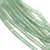 Re-Stocked Green Aventurine Tube Beads, 12-13mm x 4mm, Light Natural Green Tones, Strand of 31 Beads #LP-110