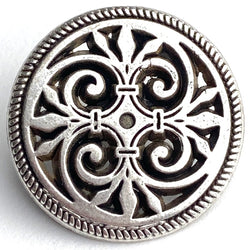Fleur de Lys Filigree Antique Silver 3/4" Shank Back Metal Button 19mm  #FJ-35