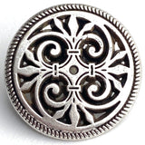Fleur de Lys Filigree Antique Silver 3/4" Shank Back Metal Button 19mm  #FJ-35