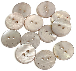 Light Gray-Taupe River Shell 5/8" 2-hole Button, Pack of 12  #SK-1788-Light Gray-Taupe