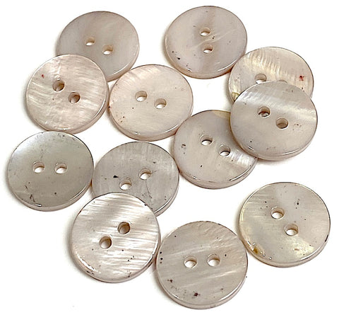 Light Gray-Taupe River Shell 5/8" 2-hole Button, Pack of 12  #SK-1788-Light Gray-Taupe