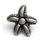 40¢ EACH, Tiny Starfish Button, 3/8" / 11mm  Silver Metal Shank Back, #FJ-37