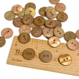 Many Browns, 5/8" River Shell 2-hole Button, Pack of 38  #SK-1786-38