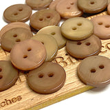 Many Browns, 5/8" River Shell 2-hole Button, Pack of 38  #SK-1786-38