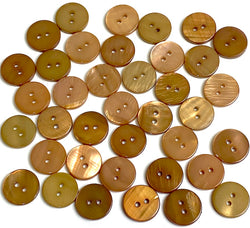 Many Browns, 5/8" River Shell 2-hole Button, Pack of 38  #SK-1786-38