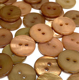 Many Browns, 5/8" River Shell 2-hole Button, Pack of 38  #SK-1786-38