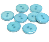 Re-Stocked, Lighter Teal Blue River Shell 5/8" 2-hole Button, Pack of 8  #SK-1776-LT