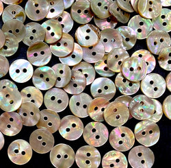 Re-Stocked Bulk Deal: Golden Beige Rainbow Natural Abalone, 3/8" Round 2-hole, 10mm, Pack of 100 Buttons  #LP-113