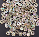 Re-Stocked Bulk Deal: Golden Beige Rainbow Natural Abalone, 3/8" Round 2-hole, 10mm, Pack of 100 Buttons  #LP-113