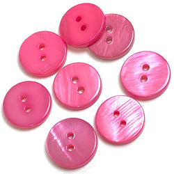 Re-Stocked, Bright Pink River Shell 5/8" 2-hole Button, Pack of 8   #SK-1781