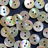 Re-Stocked Bulk Deal: Golden Beige Rainbow Natural Abalone, 3/8" Round 2-hole, 10mm, Pack of 100 Buttons  #LP-113