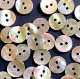 Golden Beige Rainbow Natural Abalone, 3/8" Round 2-hole, 10mm, Pack of 20 Buttons for $5.50  #LP-49-20