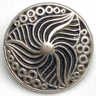 Running Low, Trillium Flower Antique Silver 7/8" Shank Back Metal Button 22mm  #FJ-41