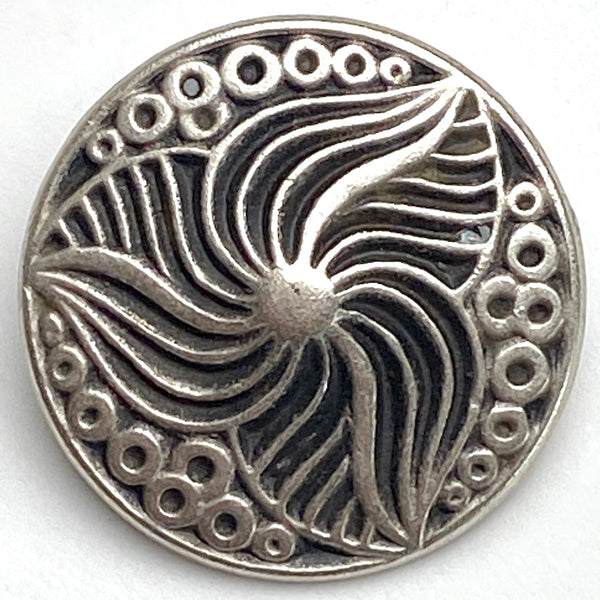 Running Low, Trillium Flower Antique Silver 7/8" Shank Back Metal Button 22mm  #FJ-41