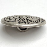 SALE, Heart Leaf Squiggles Antique Silver 13/16" Shank Back Metal Button 20mm  #FJ-43
