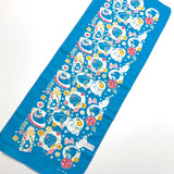 Turquoise Afternoon Cats, Tenugui Towel from Japan, 100% Cotton 12" x 34"  #RK-13