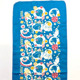 Turquoise Afternoon Cats, Tenugui Towel from Japan, 100% Cotton 12" x 34"  #RK-13