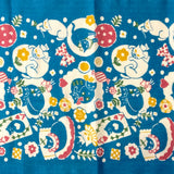 Turquoise Afternoon Cats, Tenugui Towel from Japan, 100% Cotton 12" x 34"  #RK-13