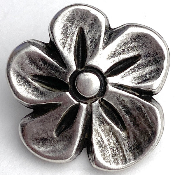 Lemon Flower Antique Silver 3/4" Shank Back Metal Button 20mm  #FJ-45