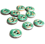 Green with Peach Swirls 1/2" Coconut Buttons,  #SWC-120