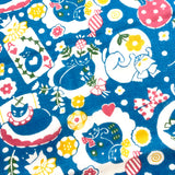 Turquoise Afternoon Cats, Tenugui Towel from Japan, 100% Cotton 12" x 34"  #RK-13