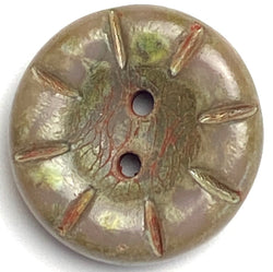 Muddy Lavender Czech Glass Sunray Flower, 2 hole button 14mm/ 9/16", Pack of TWO Buttons  #AB-7806