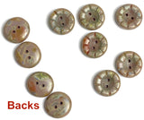 Muddy Lavender Czech Glass Sunray Flower, 2 hole button 14mm/ 9/16", Pack of TWO Buttons  #AB-7806
