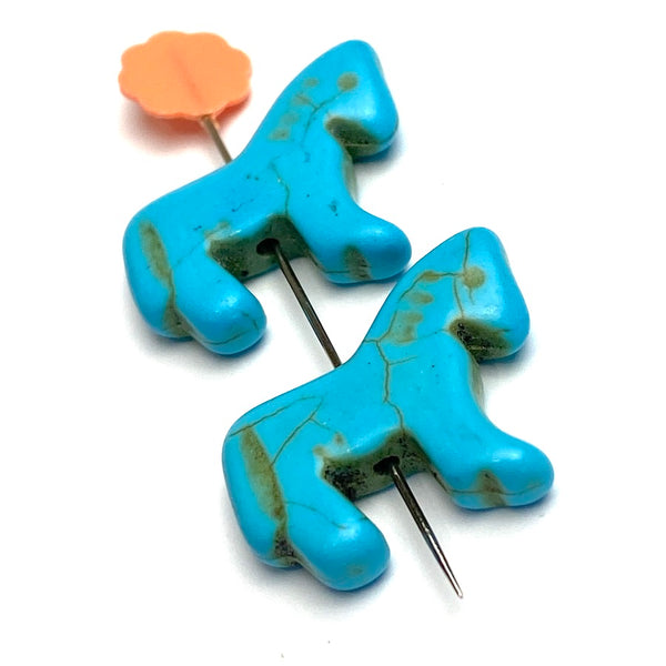 SALE Turquoise Horse Beads,  7/8" /  22mm, Pack of 4 Faux Turquoise  #LP-118