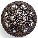 Running Low, Copper/Light Burgundy/Black Lacy Filigree Metal 7/8" Button, Shank Back #SWC-27