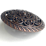 Running Low, Copper/Light Burgundy/Black Lacy Filigree Metal 7/8" Button, Shank Back #SWC-27