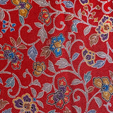 Deep Red Swirls and Fantasy Flowers Traditional Vintage Kimono Chirimen Crepe 14" x 61"  #KK-171