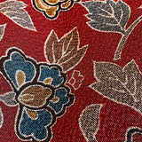 Deep Red Swirls and Fantasy Flowers Traditional Vintage Kimono Chirimen Crepe 14" x 61"  #KK-171