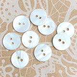 SALE, White River Shell 11/16" Iridescent 2-hole, 17mm,  Per Button, #SK-0023