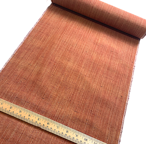 Terra Cotta Pumpkin Slubby-Textured Handwoven Tsumugi Kimono Silk from Japan By the Yard, #287