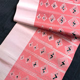 Heavy Thick Pink, Silver, Black, Blush Vintage Kimono Obi Silk from Japan By the Half Yard #774