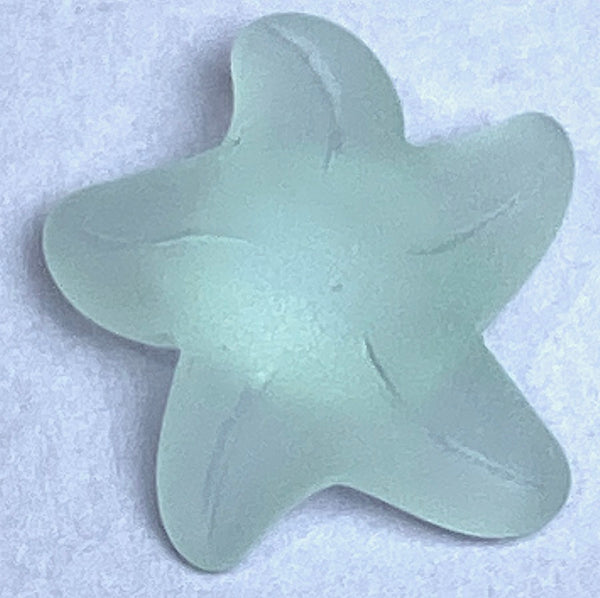 Re-Stocked, Seafoam Green Starfish 3/4" Recycled Tumbled "Sea" Glass Button   #L-963